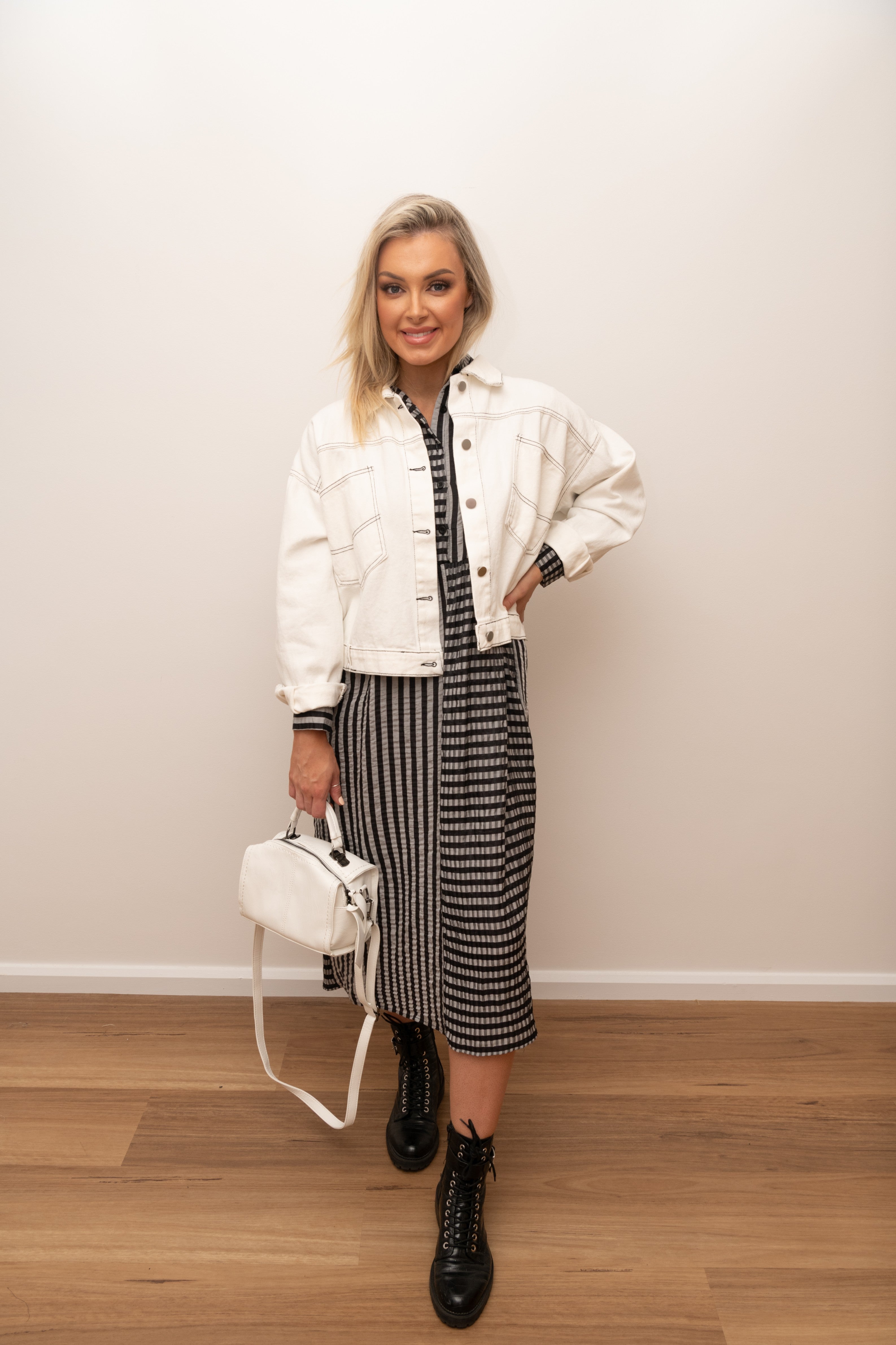 Outfit Ideas Black And White Plaid Skirt Dress Gabby Dress Black