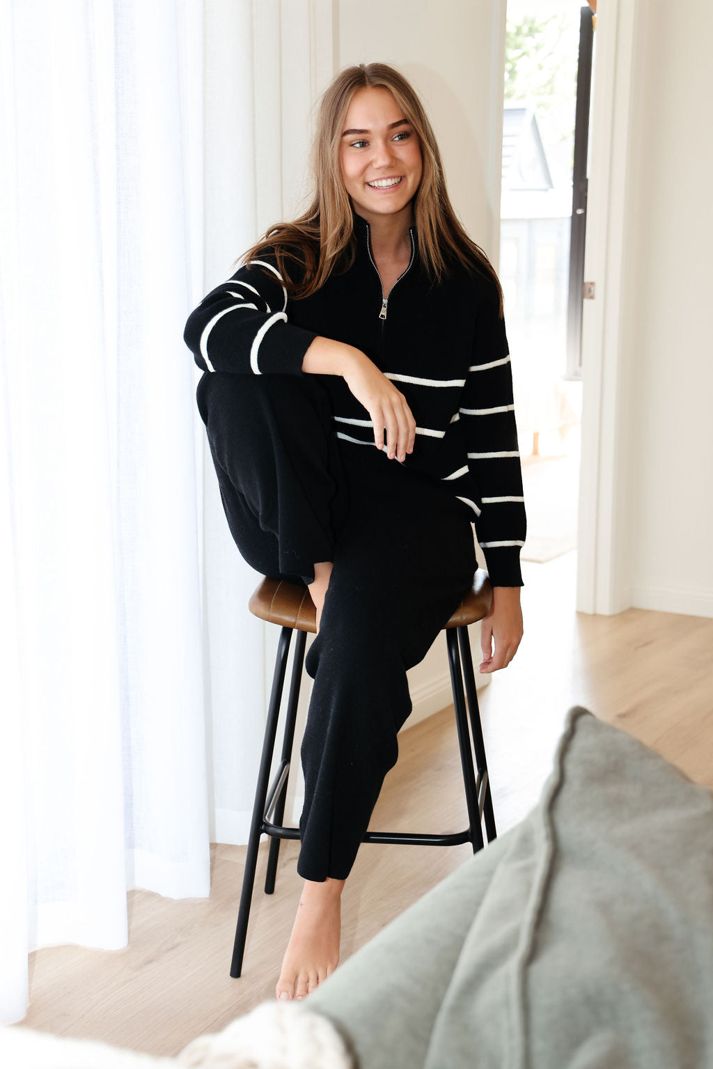 Stockholm Jumper - Black & White Stripe