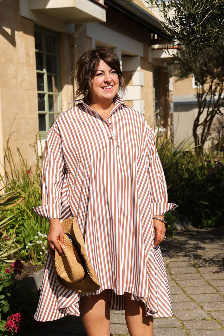 Margot Dress - Chocolate Stripe