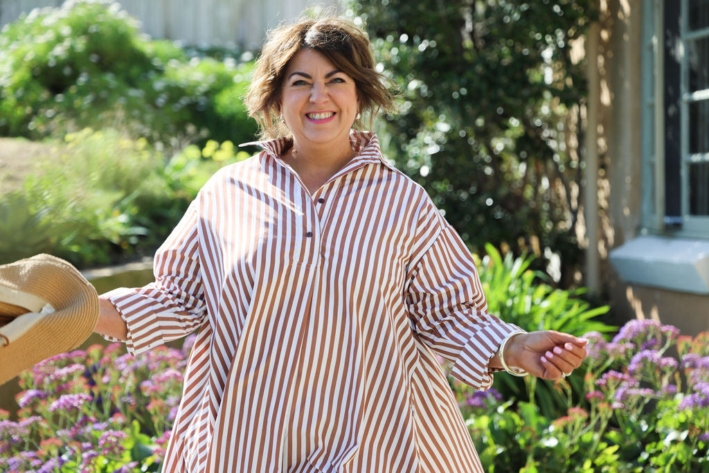 Margot Dress - Chocolate Stripe