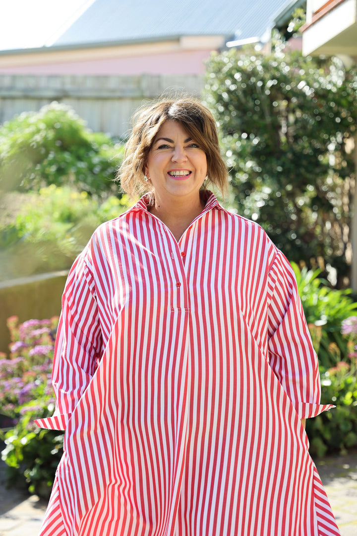 Margot Dress - Chilli Stripe