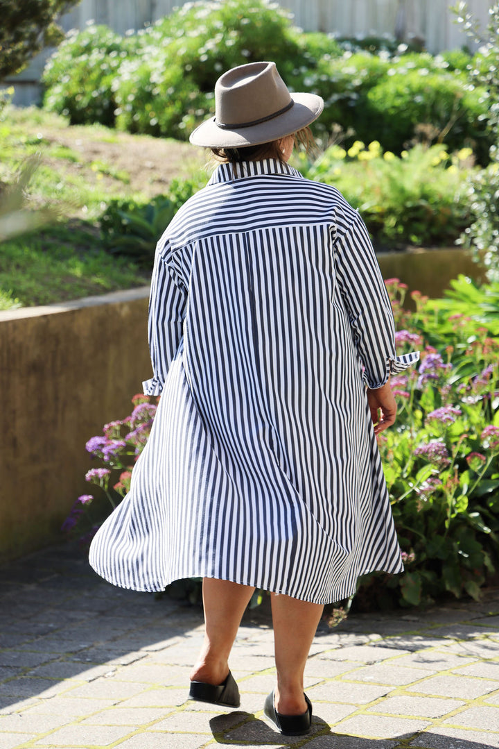 Margot Dress - Black Stripe