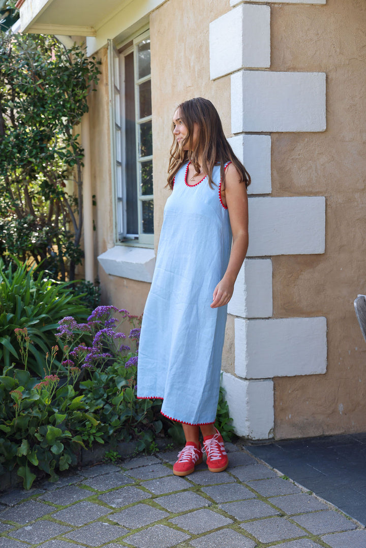 Tulli Dress - Blue & Chilli