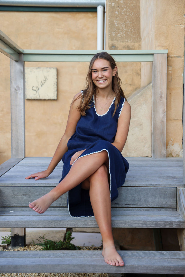 Tulli Dress - Navy & White