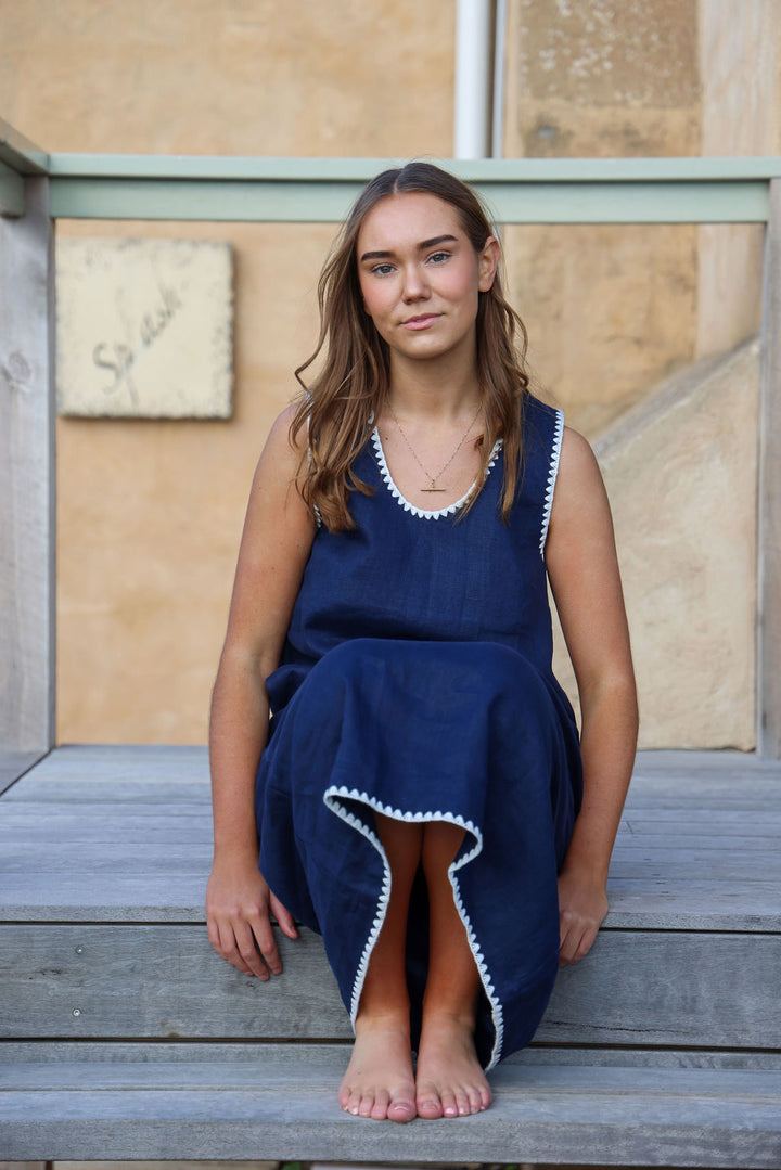 Tulli Dress - Navy & White
