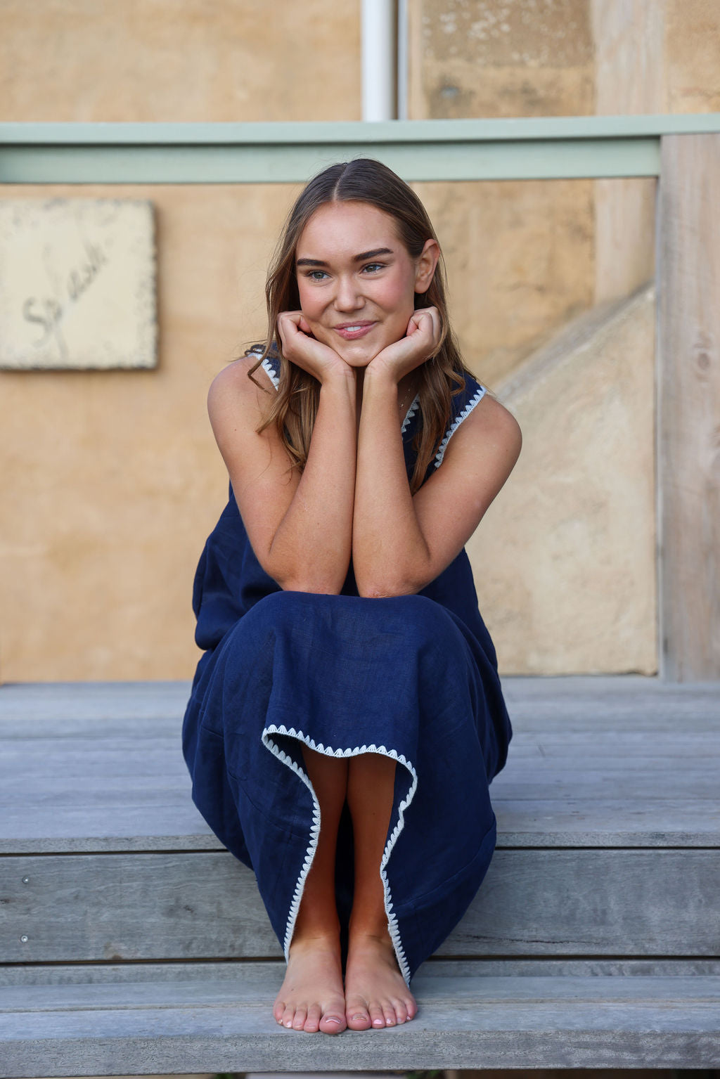 Tulli Dress - Navy & White