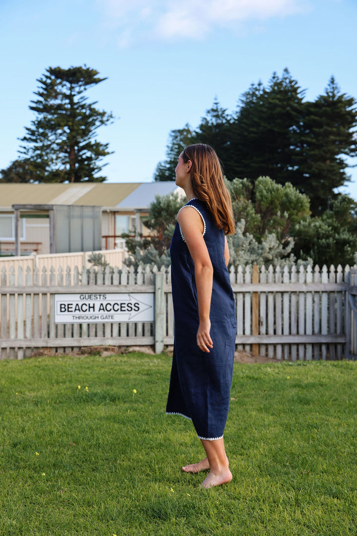 Tulli Dress - Navy & White