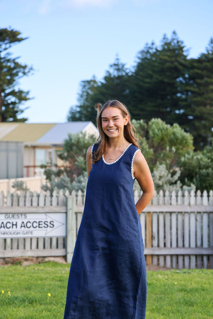 Tulli Dress - Navy & White