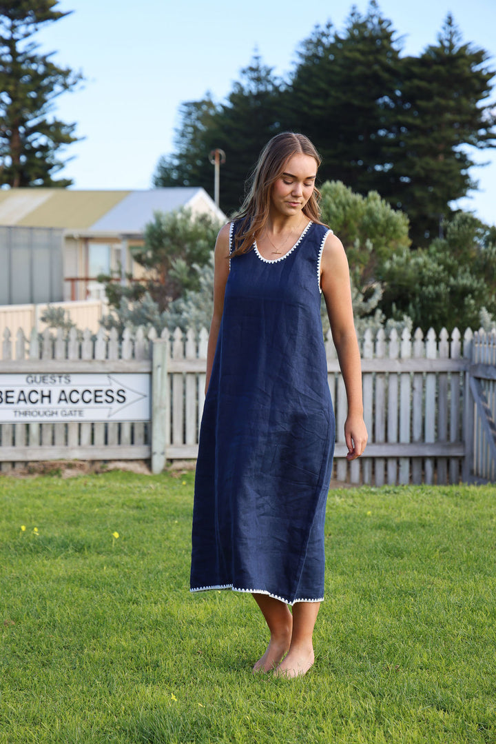 Tulli Dress - Navy & White