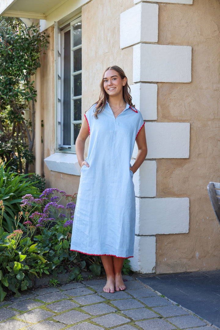 Addy Dress - Blue & Red