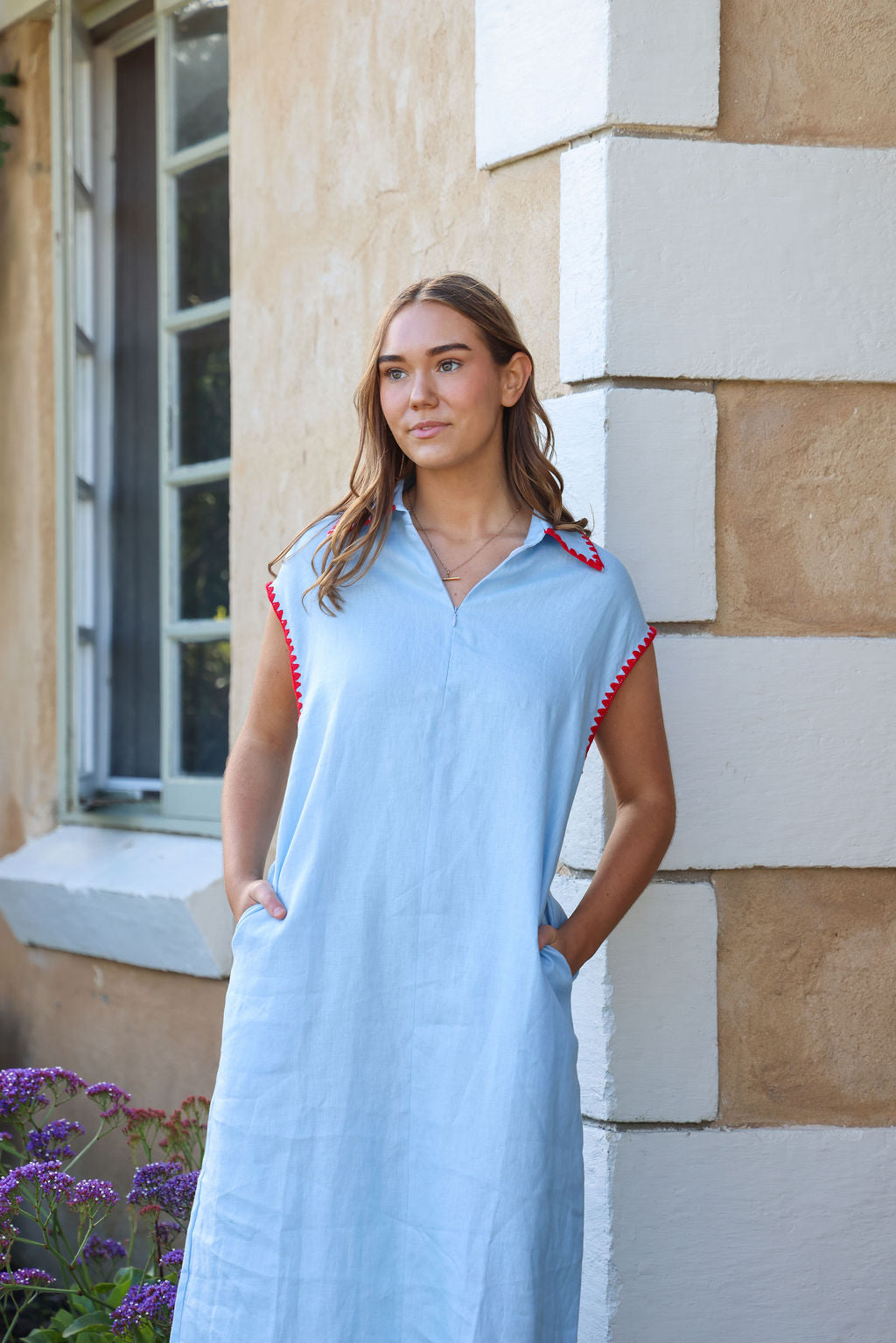 Addy Dress - Blue & Red