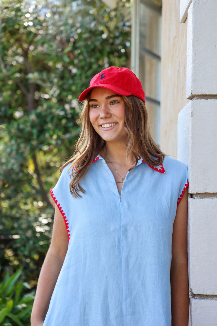 Addy Dress - Blue & Red