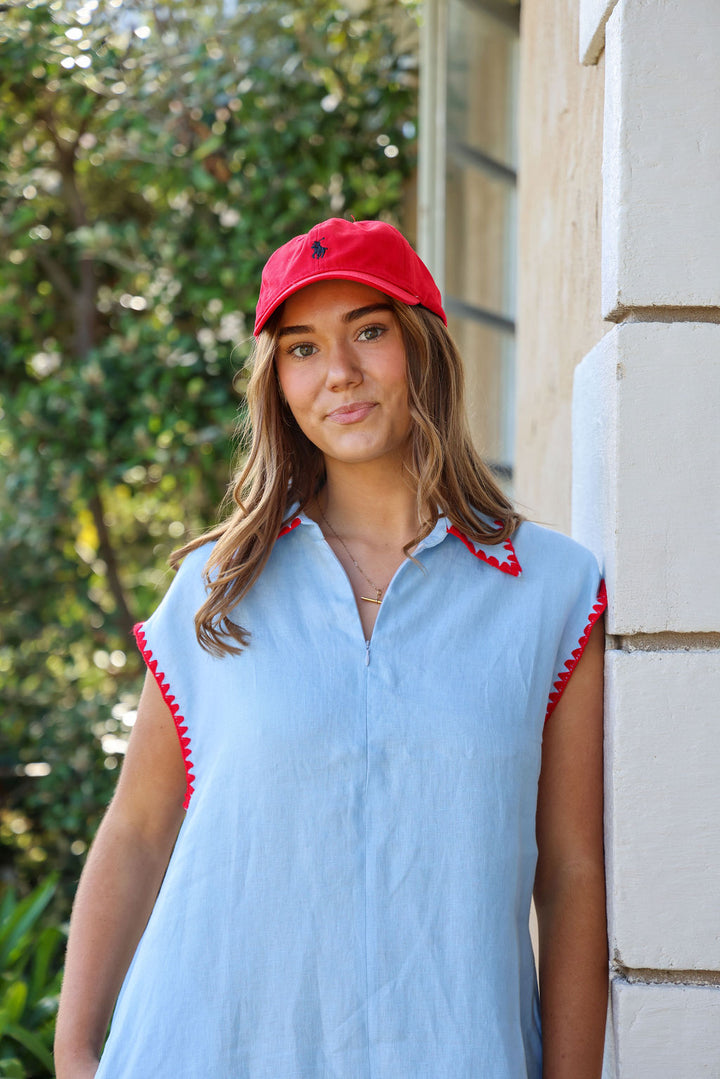 Addy Dress - Blue & Red