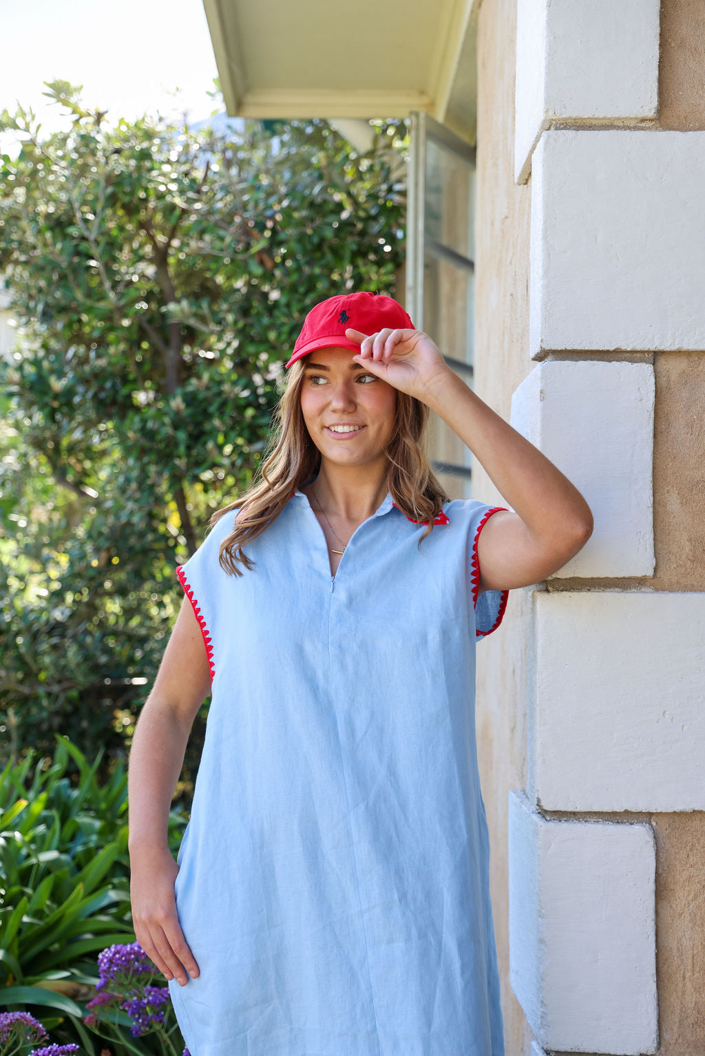 Addy Dress - Blue & Red