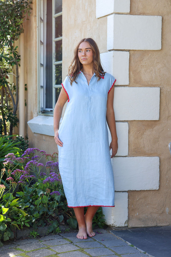 Addy Dress - Blue & Red