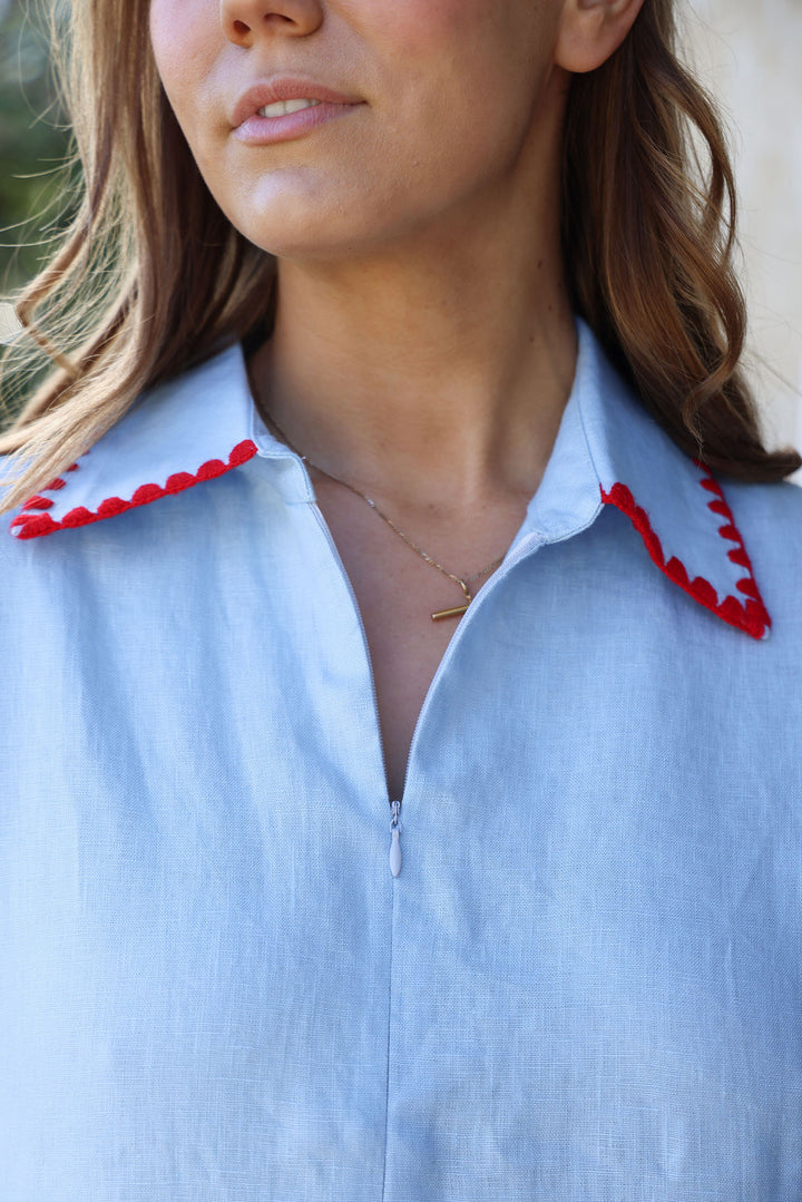 Addy Dress - Blue & Red