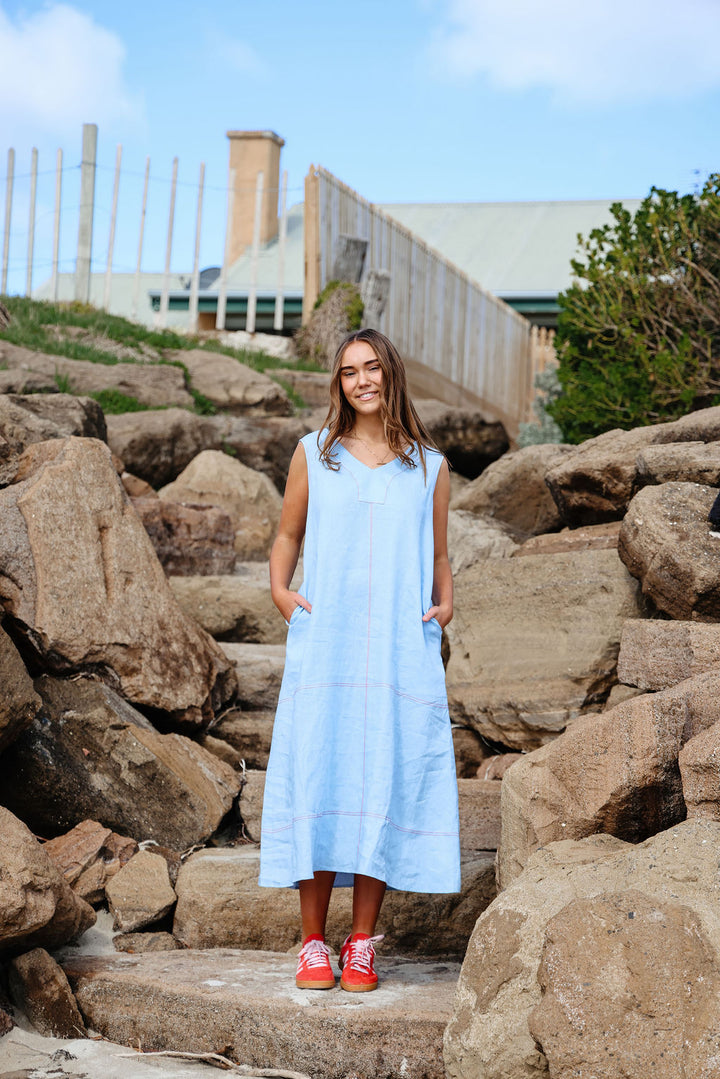 Willow Dress - Blue & Chilli