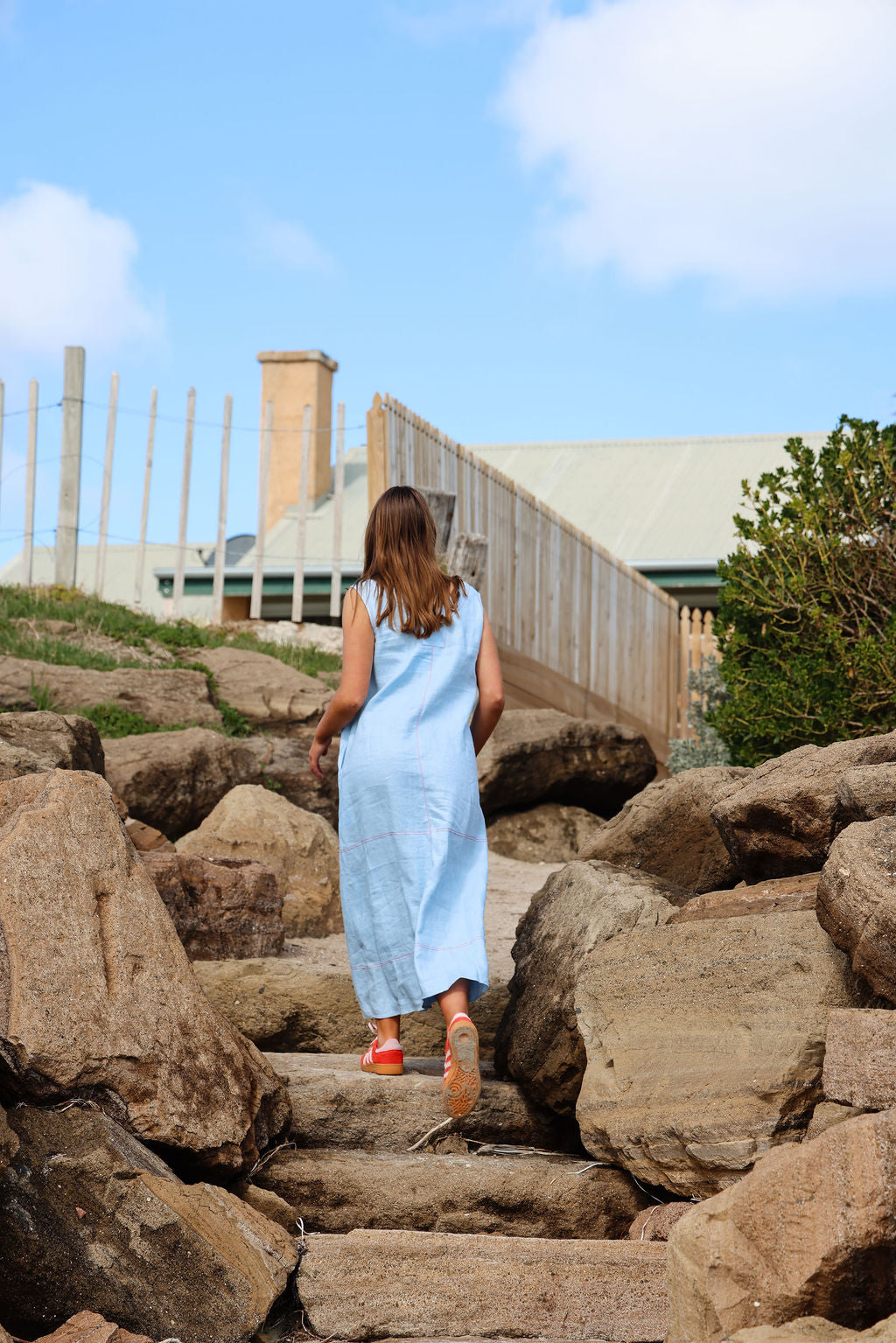 Willow Dress - Blue & Chilli