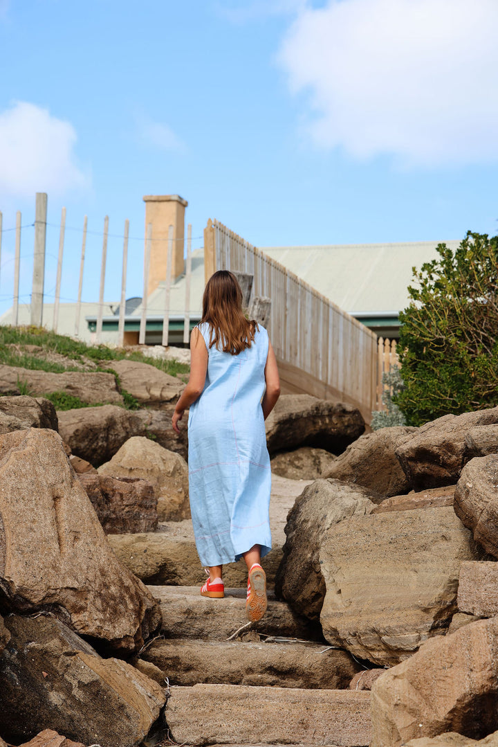 Willow Dress - Blue & Chilli