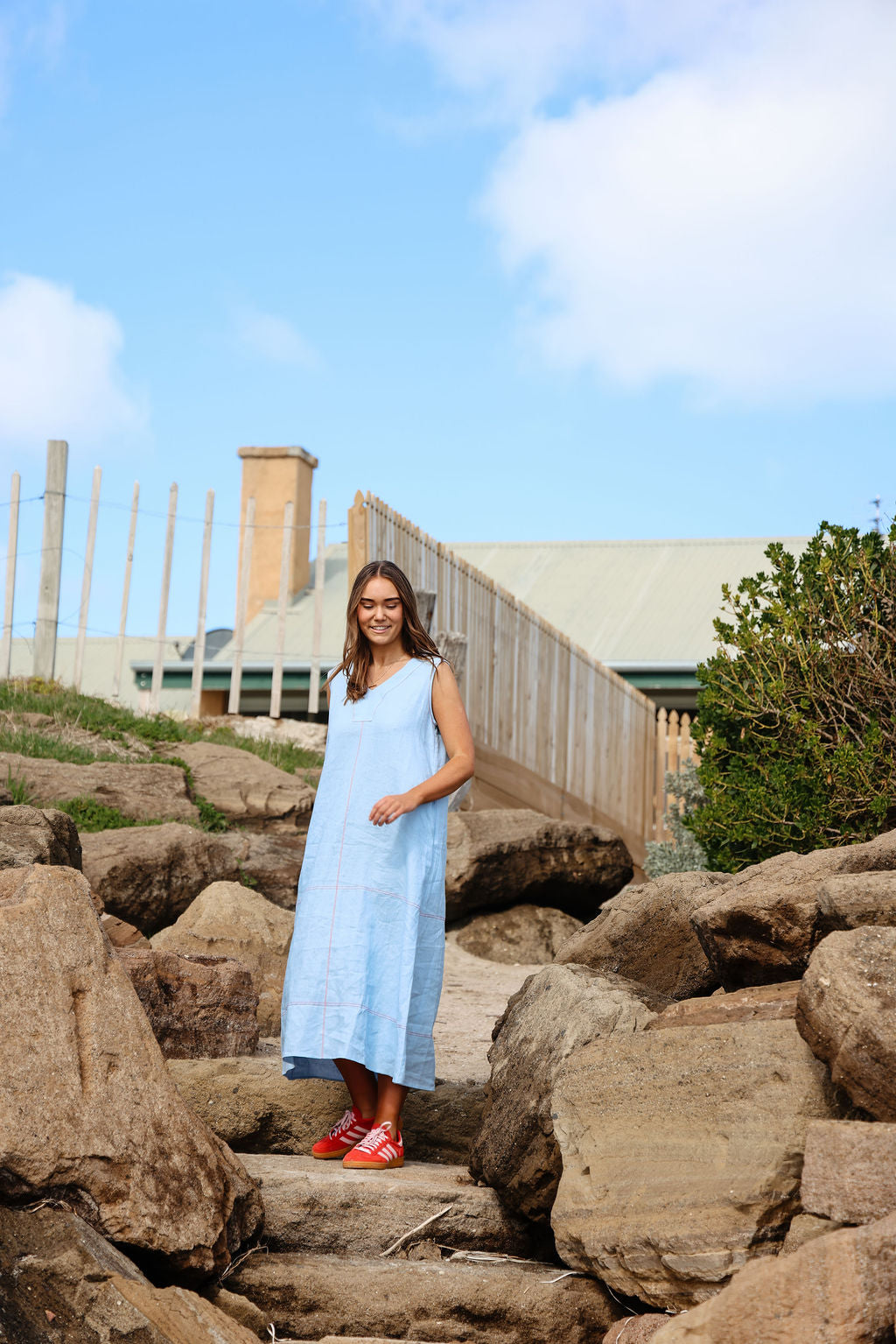 Willow Dress - Blue & Chilli