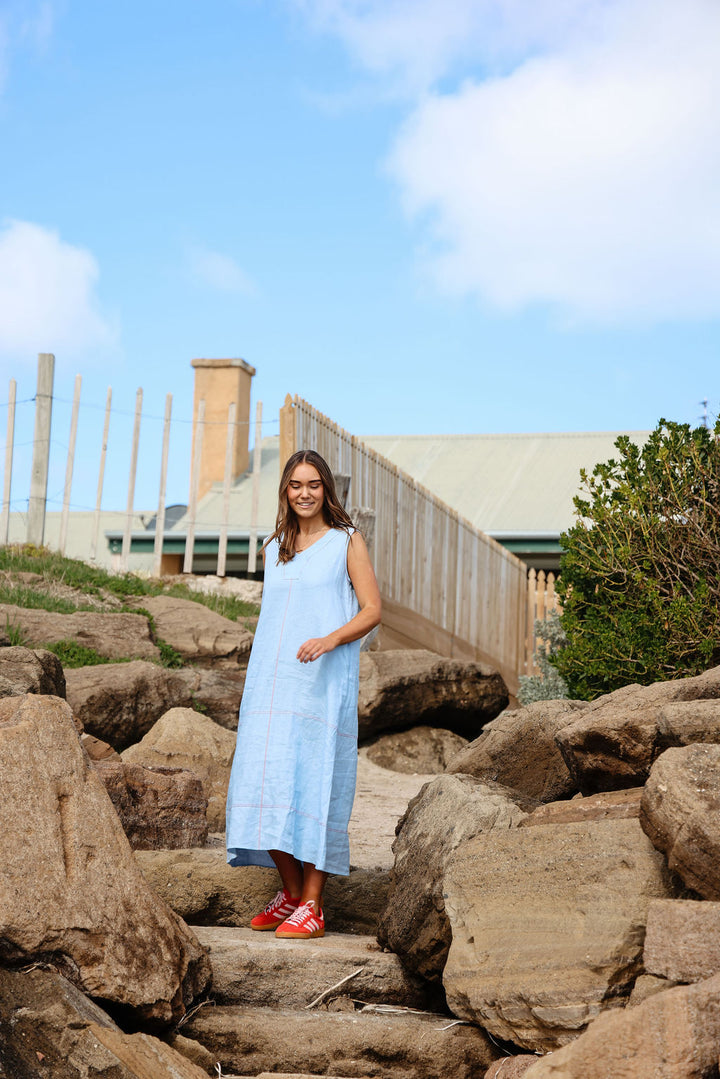 Willow Dress - Blue & Chilli