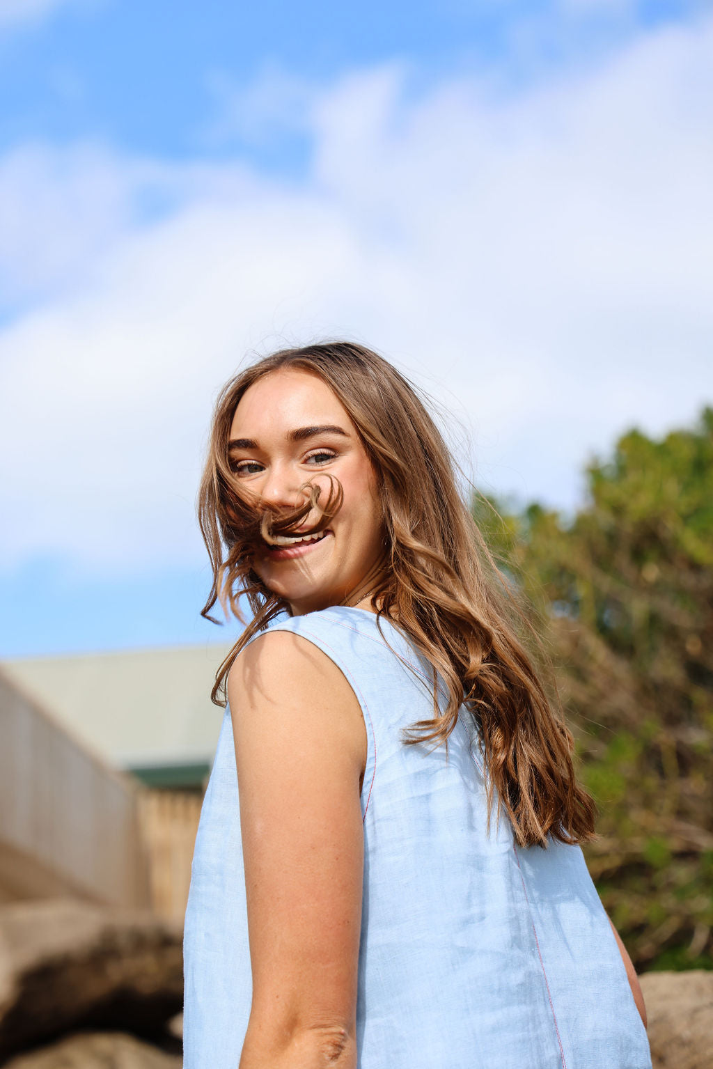 Willow Dress - Blue & Chilli
