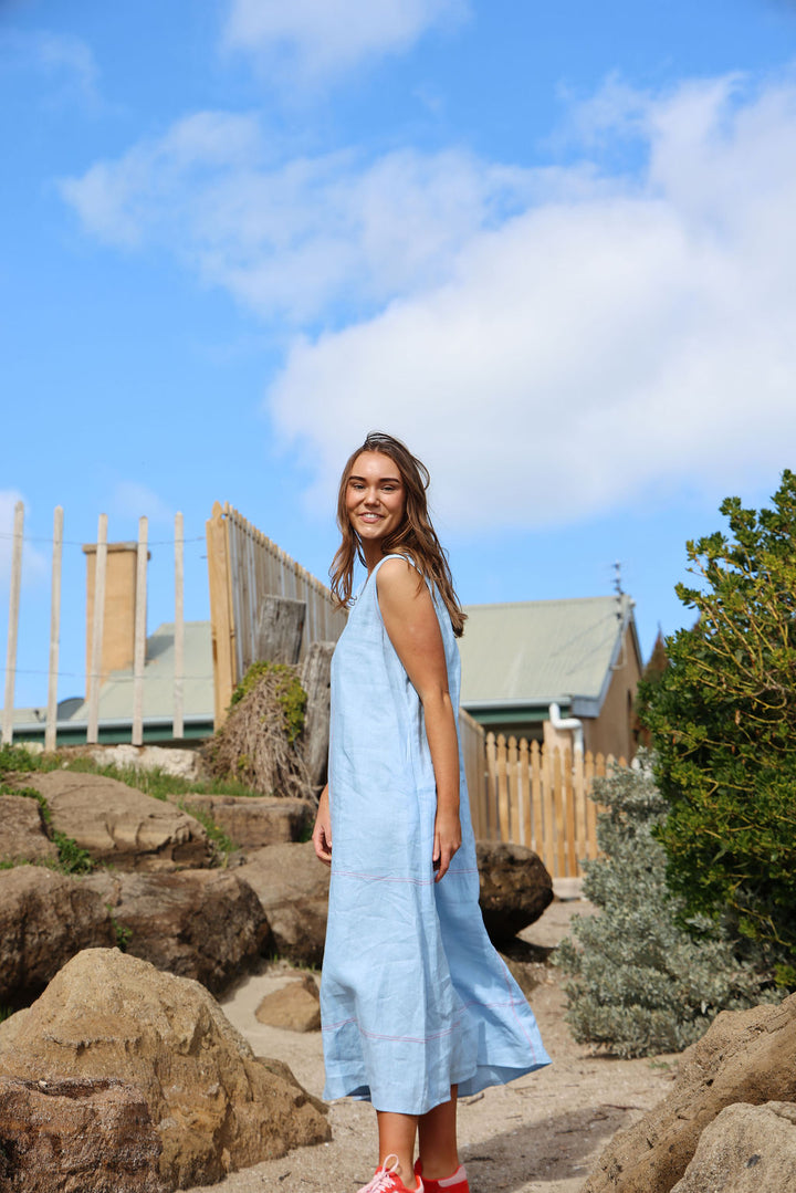 Willow Dress - Blue & Chilli