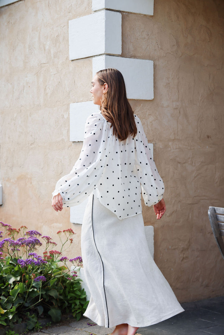 Tobi Shirt - White & Black Spot