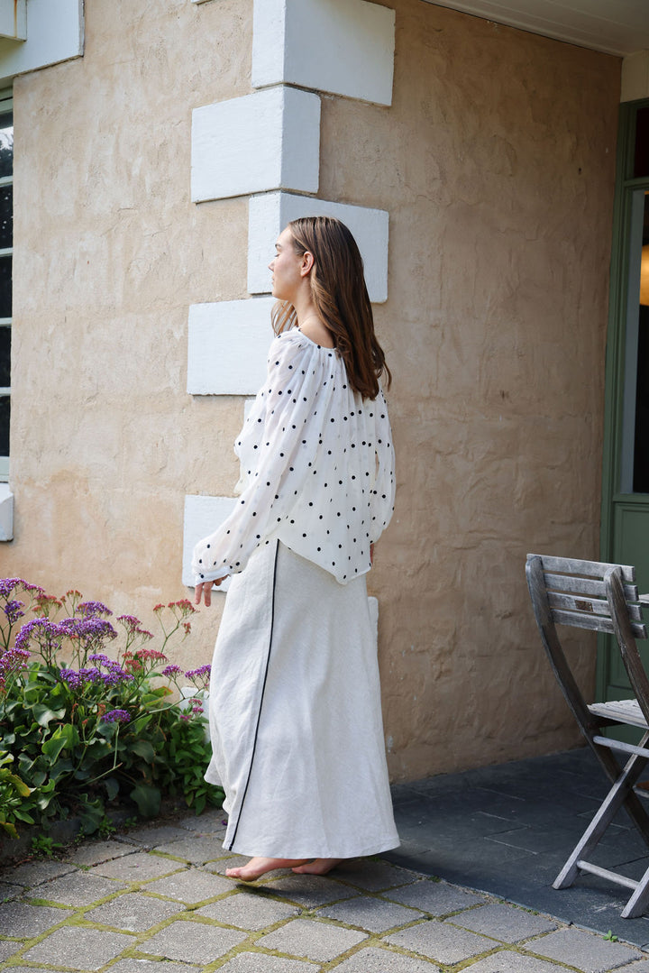 Tobi Shirt - White & Black Spot