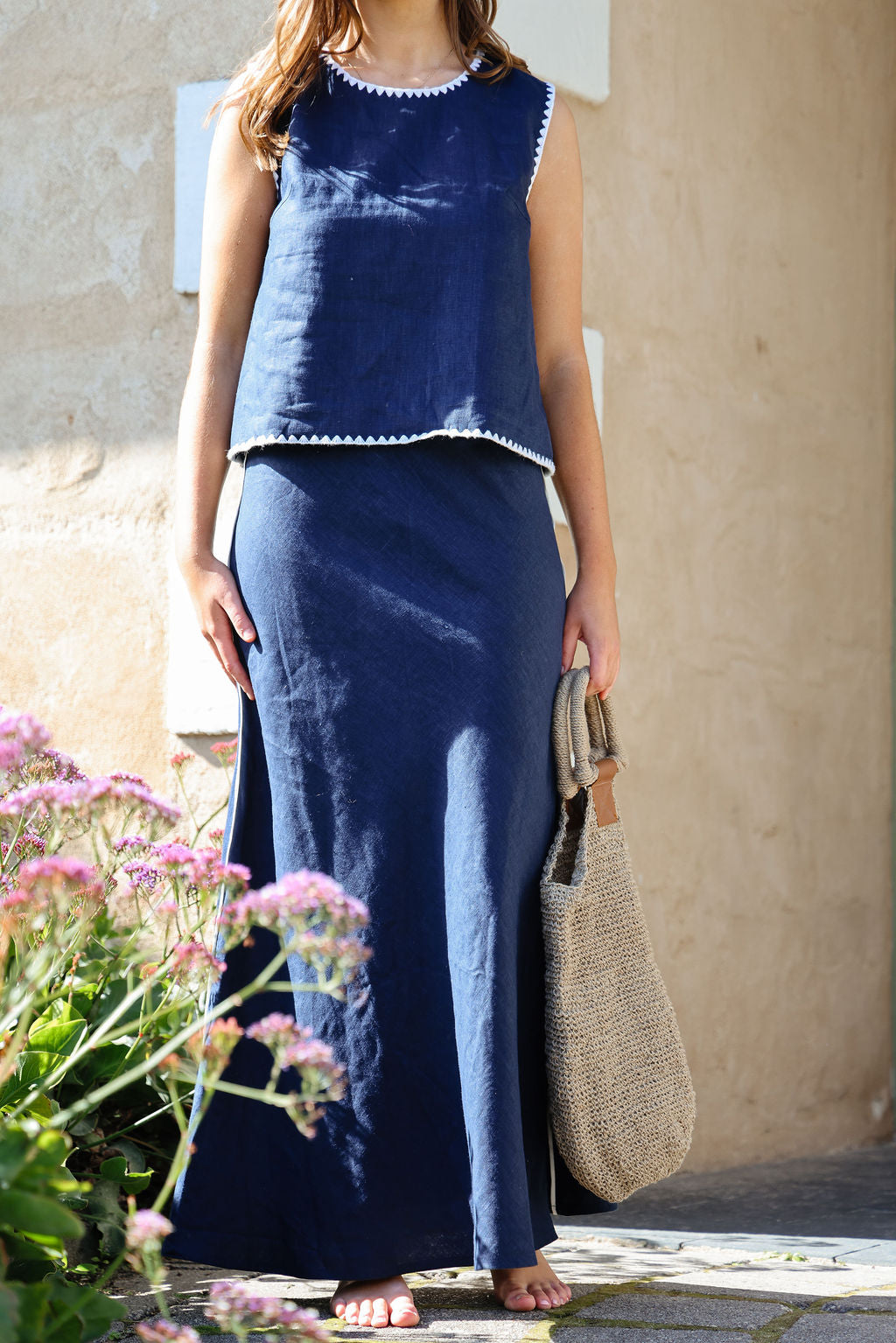 Gigi Top - Navy & White