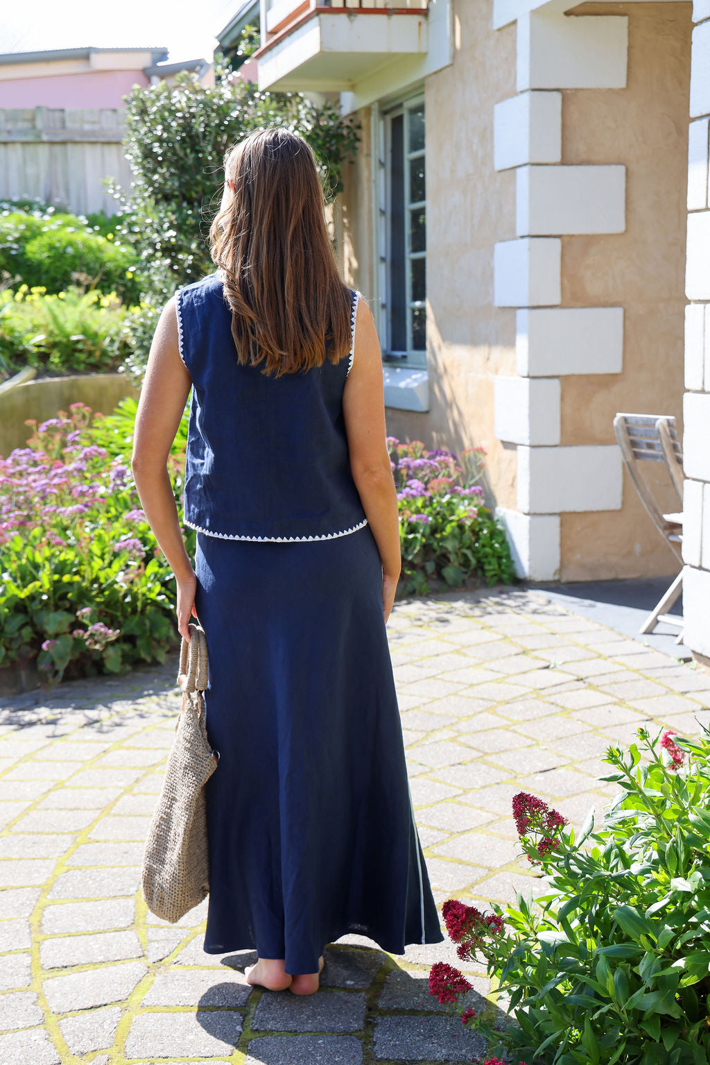 Gigi Top - Navy & White