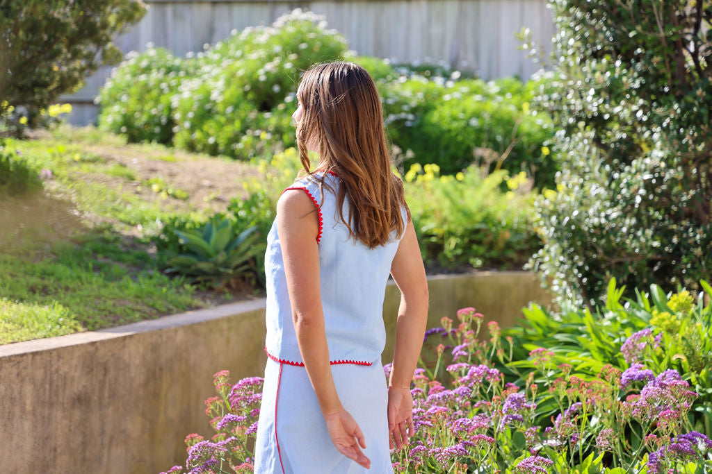 Gigi Top - Blue & Chilli