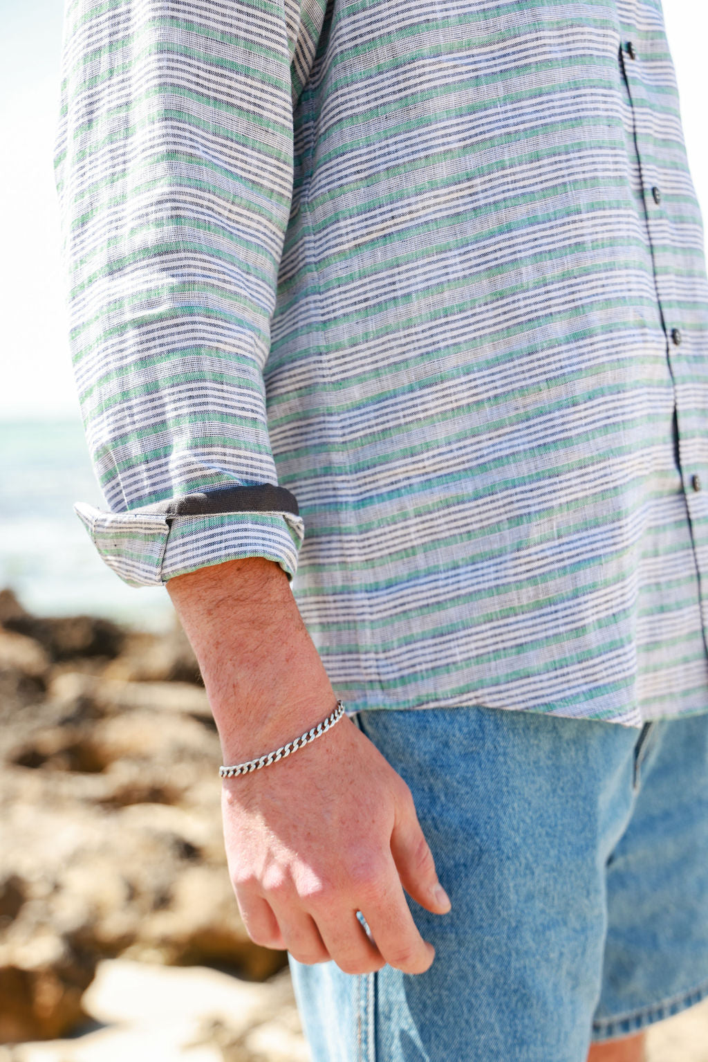 Mens Long Sleeve - Linen Stripe