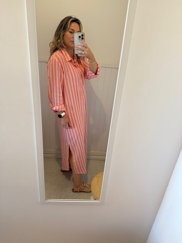 Calla Shirt Dress - Sunrise Stripe
