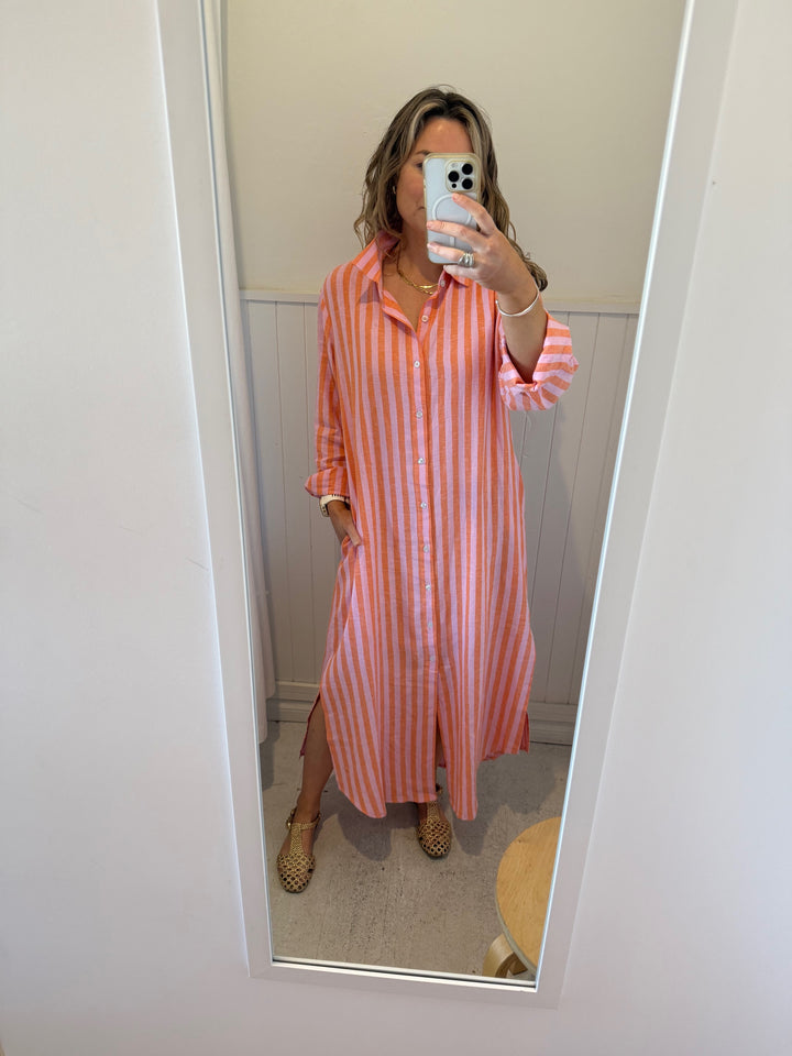 Calla Shirt Dress - Sunrise Stripe