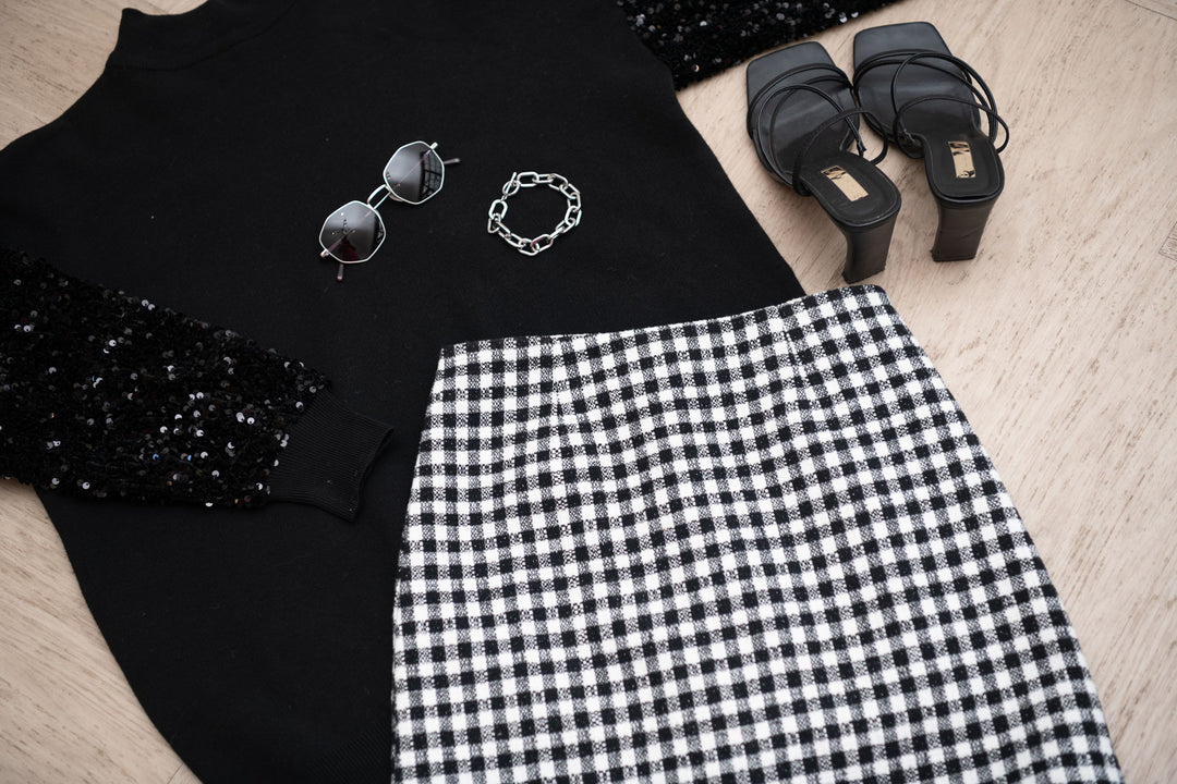 Dylan Skirt Black & White Gingham