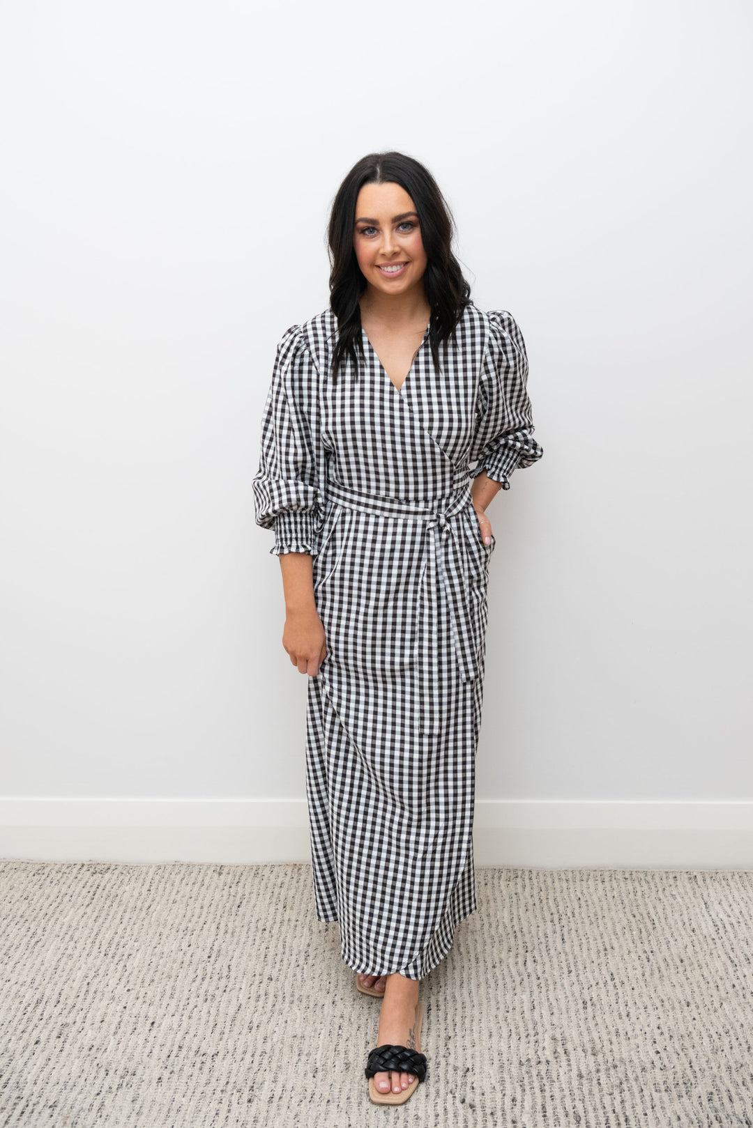 Starling Wrap Dress Black & White Gingham