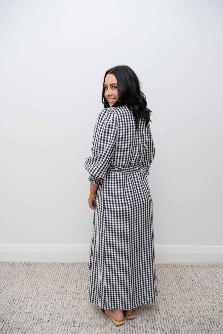 Starling Wrap Dress Black & White Gingham