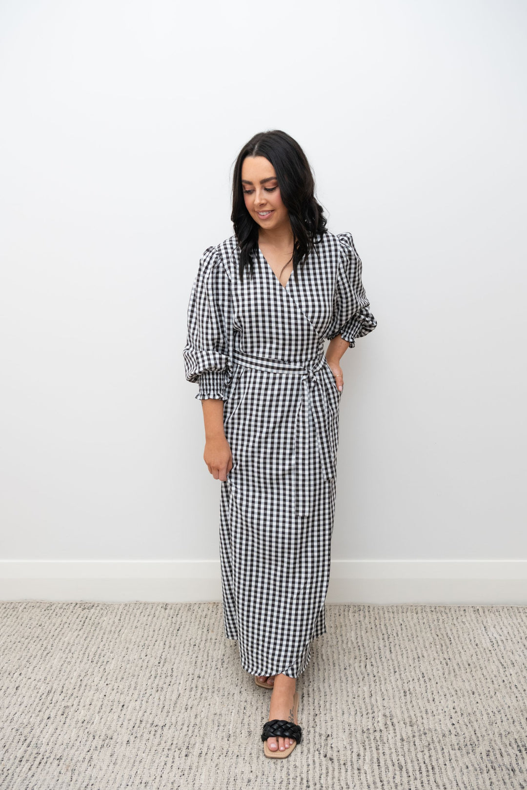 Starling Wrap Dress Black & White Gingham