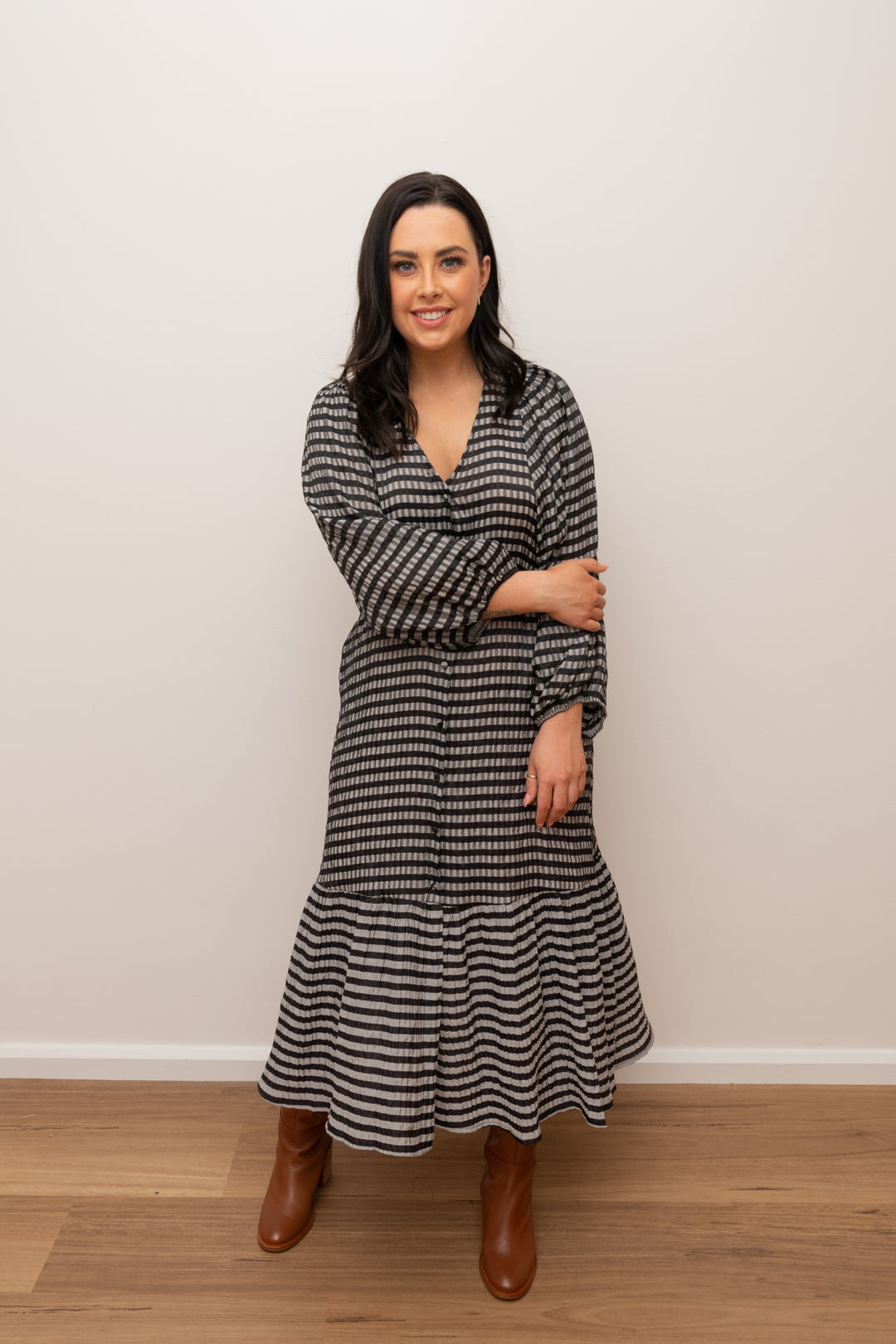 Georgia Dress Black & Grey Gingham