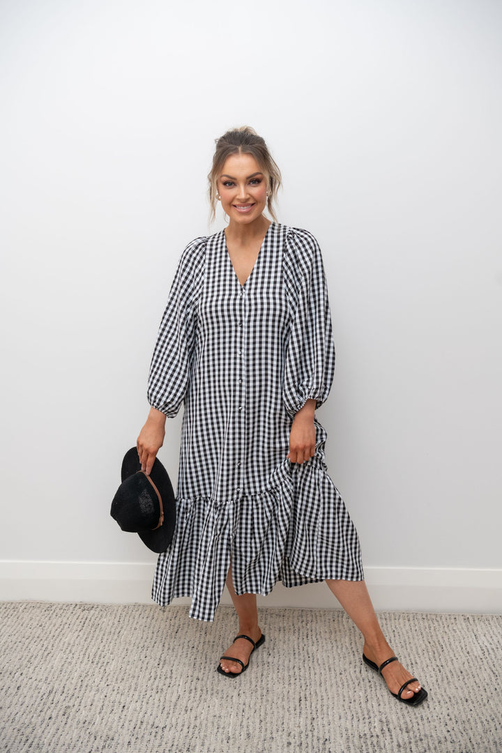 Georgia Dress Black & White Gingham