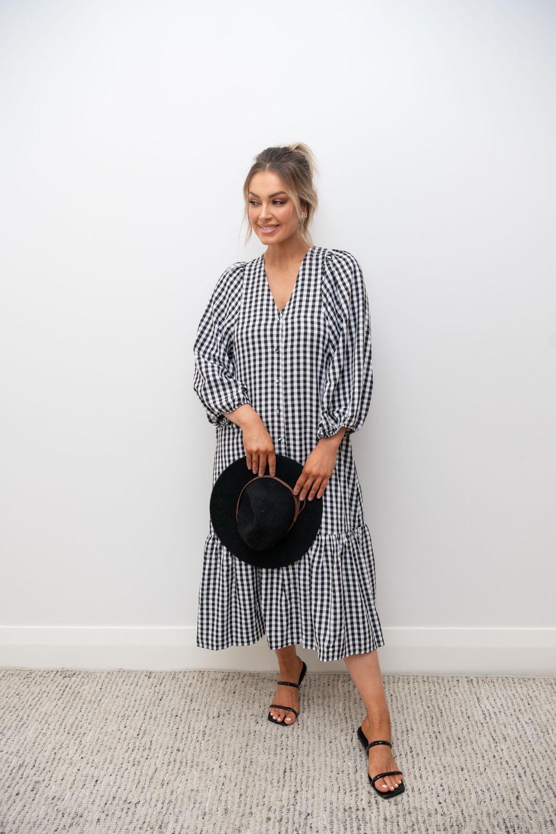 Georgia Dress Black & White Gingham