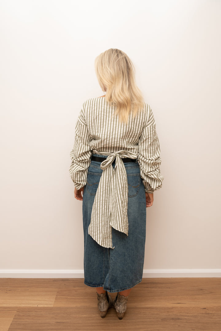 Penny Wrap Top Olive Stripe