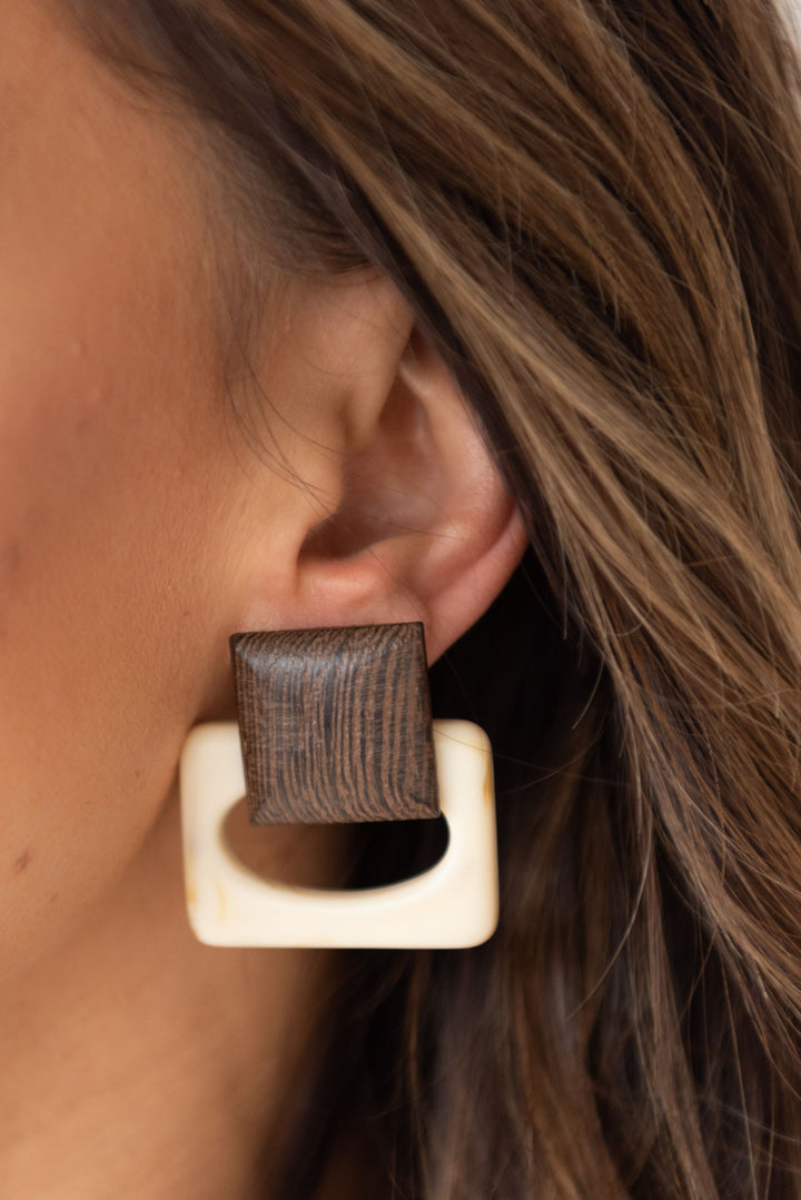 Milo Earring - Dark Wood