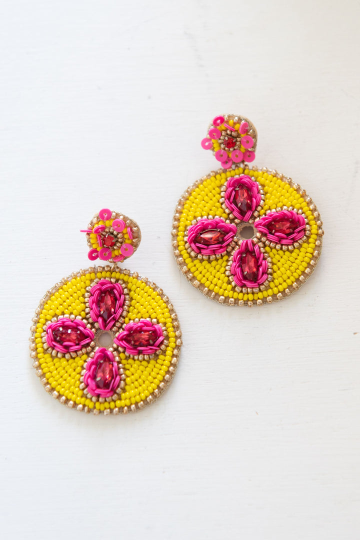 Hazel Earring Yellow & Pink