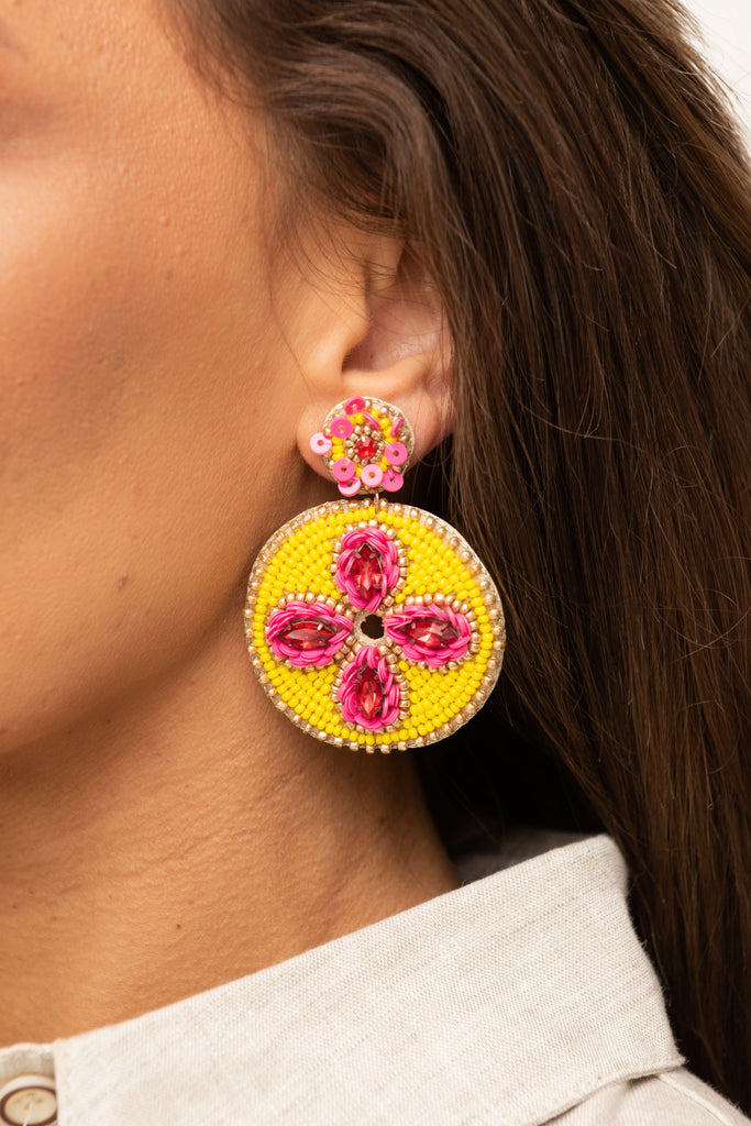 Hazel Earring Yellow & Pink