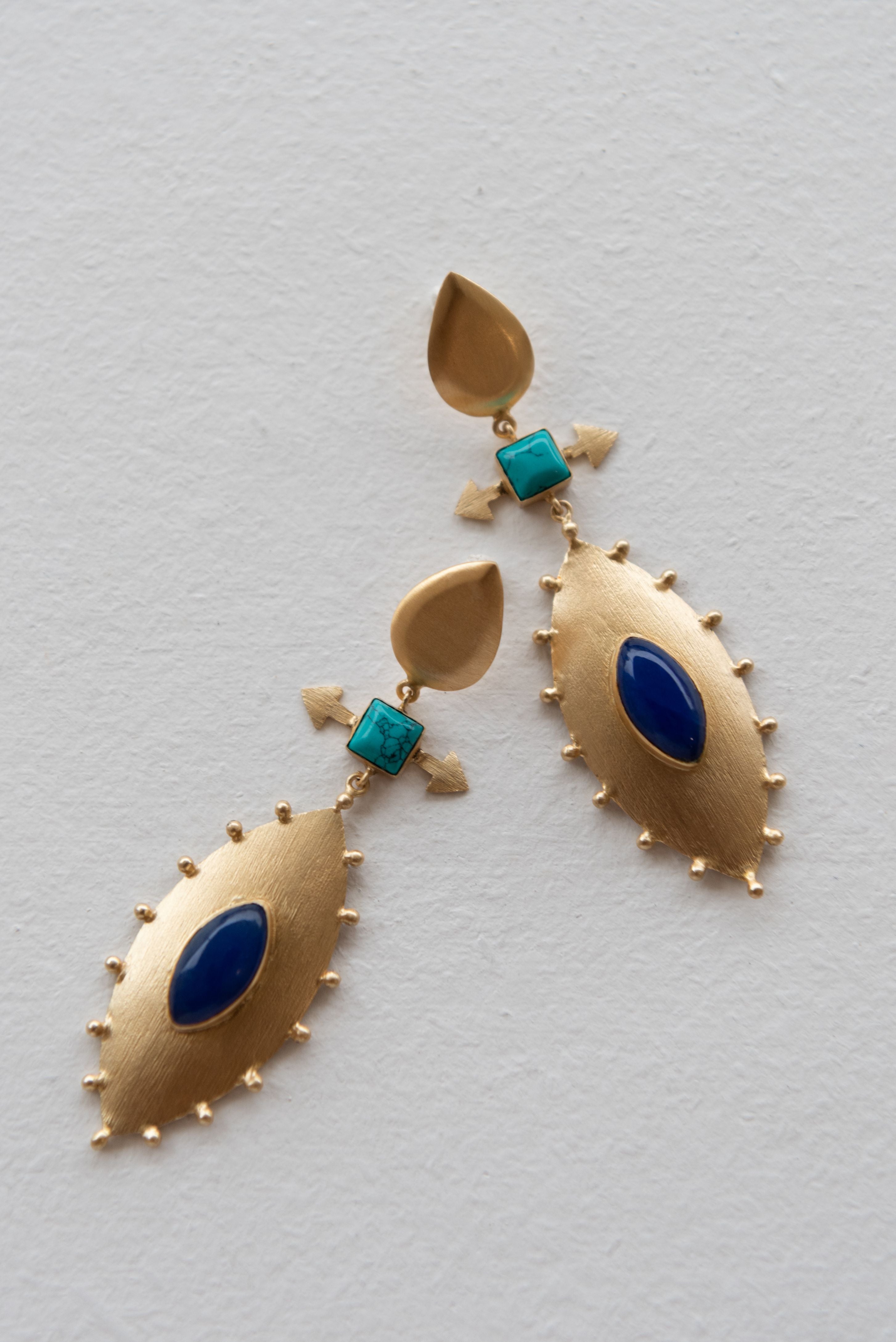 Duke Earring - Turquoise & Lapis Lazuli 