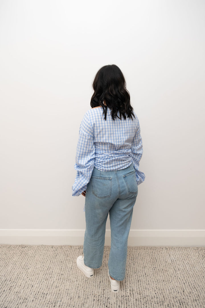 Penny Wrap Top Bondi Blue Gingham