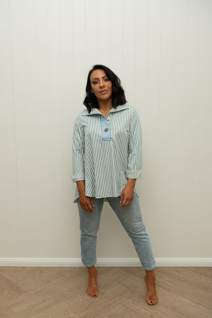 Sailor Shirt Bondi Blue Stripe