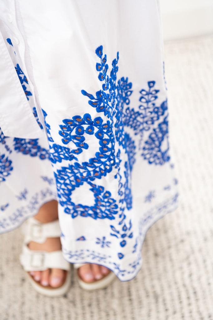 Penelope Dress Ocean Blue & White